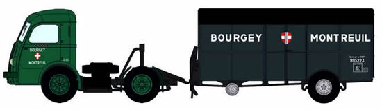 REE Modeles CB-037 - French Panhard Truck Movic BOURGEY MONTREUIL Green with Trailer UFR BOURGEY MONTREUIL